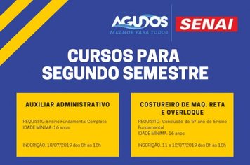 SENAI/Agudos abre inscrições para cursos do segundo semestre
