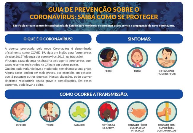 Orientações sobre como se prevenir do novo coronavírus