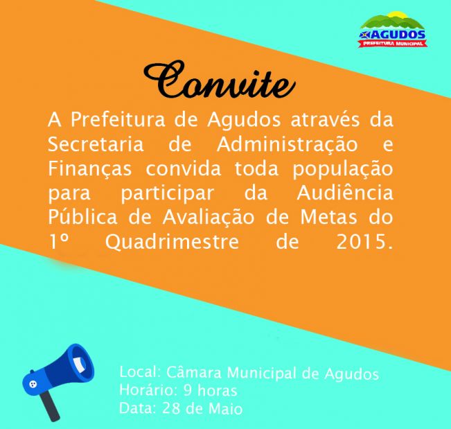 Prefeitura de Agudos fará Audiência Pública de Avaliação de Metas do 1º Quadrimestre de 2015