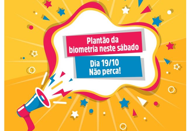 Atenção para o plantão da biometria neste sábado, dia 19