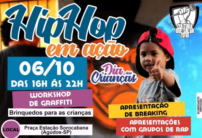 Agudos terá Evento Cultural de Hip Hop neste sábado, dia 06 de outubro