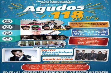 Agudos comemora 118 anos com mega programação