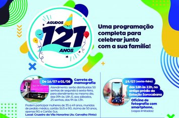 Programação completa do aniversário de 121 anos de Agudos