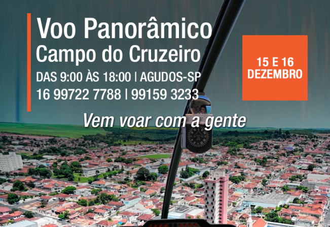 Agudos terá voo panorâmico de Helicóptero dias 15 e 16 de dezembro