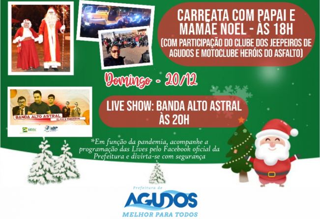 Programação de final de ano em Agudos tem carreata com Papai Noel
