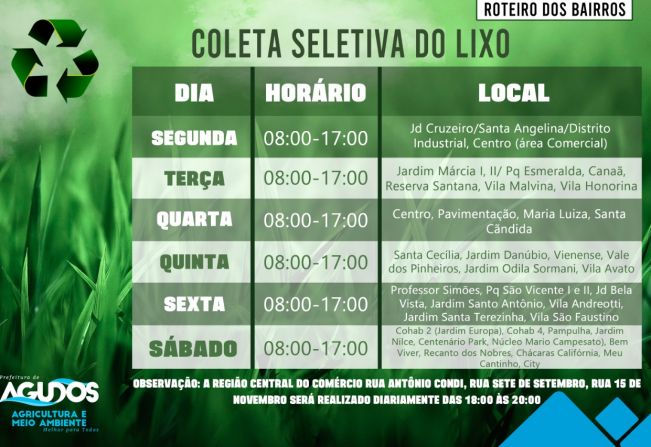 Prefeitura de Agudos amplia coleta seletiva e recicláveis serão recolhidos todos os dias 